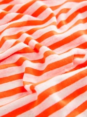 Fluro Orange Stripe - Camiseta de linho com mistura modal de toque macio e gola redonda - Imagem 5 de 6