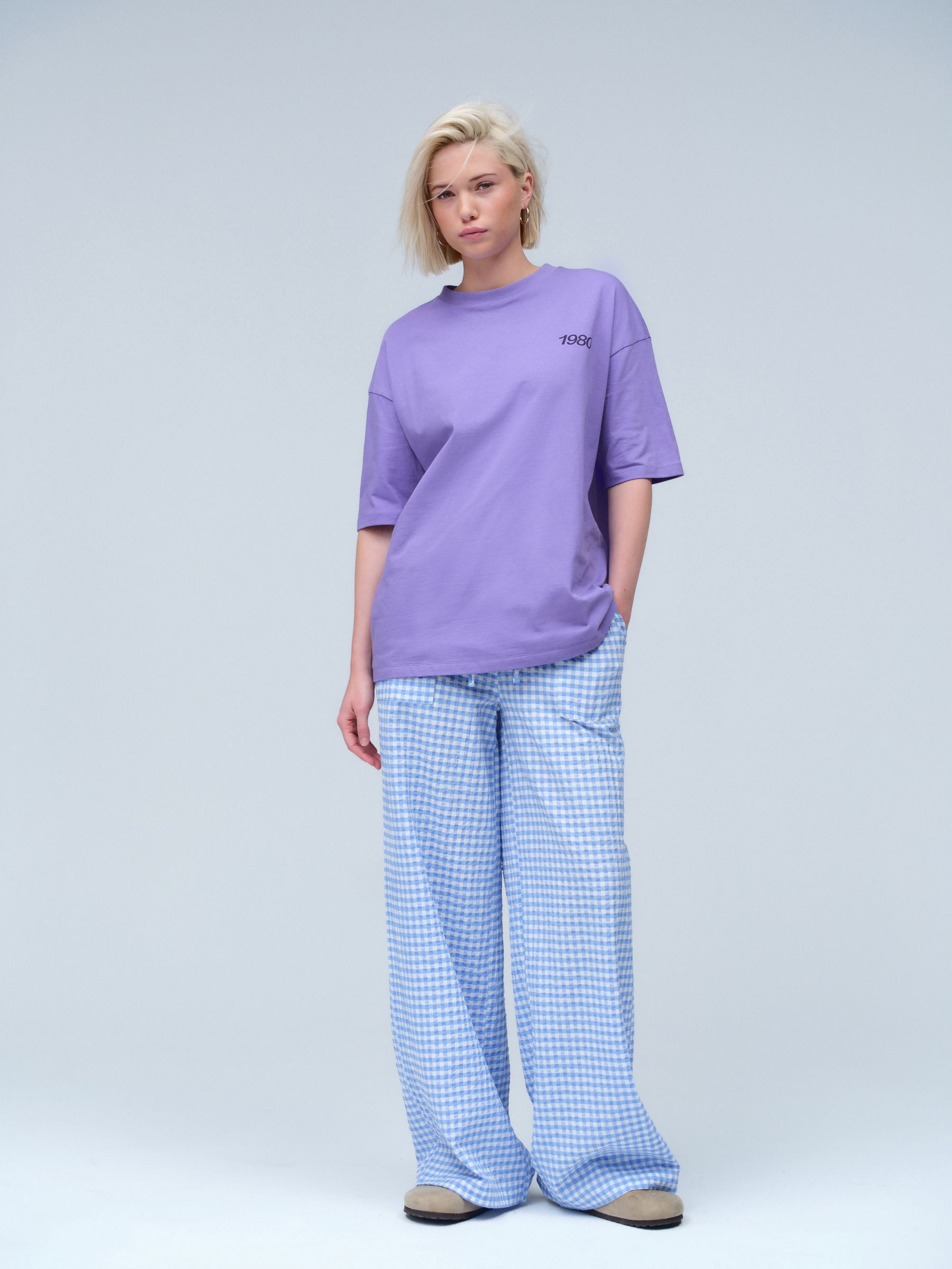 Buy Purple Oversized Relaxed Fit Sporty Graphic Print Short Sleeve