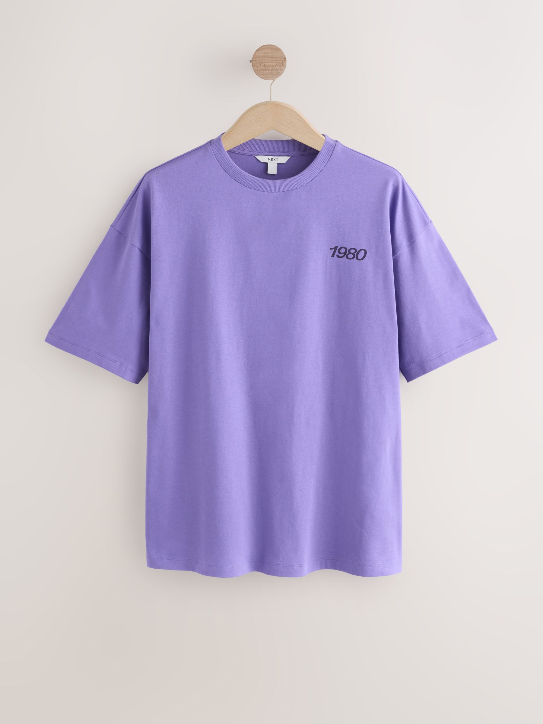 Buy Purple Oversized Relaxed Fit Sporty Graphic Print Short Sleeve