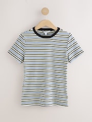 Navy/White Short Sleeve Contrast Neckline Striped Crew Neck T-Shirt - Image 1 of 3