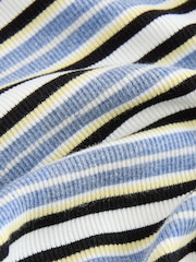 Navy/White Short Sleeve Contrast Neckline Striped Crew Neck T-Shirt - Image 2 of 3