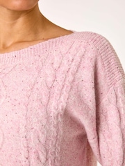 Roman Pink Sequin Cable Knit Jumper - Image 5 of 5