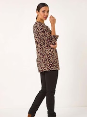 Roman Leaf Print Pintuck Pleat Tunics - Imagen 3 de 5