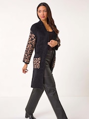 Roman Black Animal Print Jacquard Cardigan - Image 2 of 5