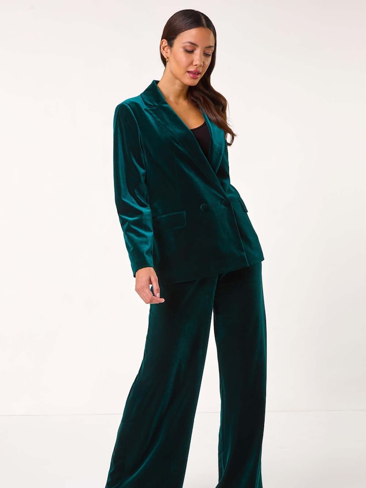 Roman Green Velvet Double Breasted Blazer - Image 2 of 5 Roman Green Velvet Double Breasted Blazer - Image 2 of 5