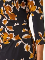 Roman Yellow Abstract Side Ruched Dress - Image 5 of 5