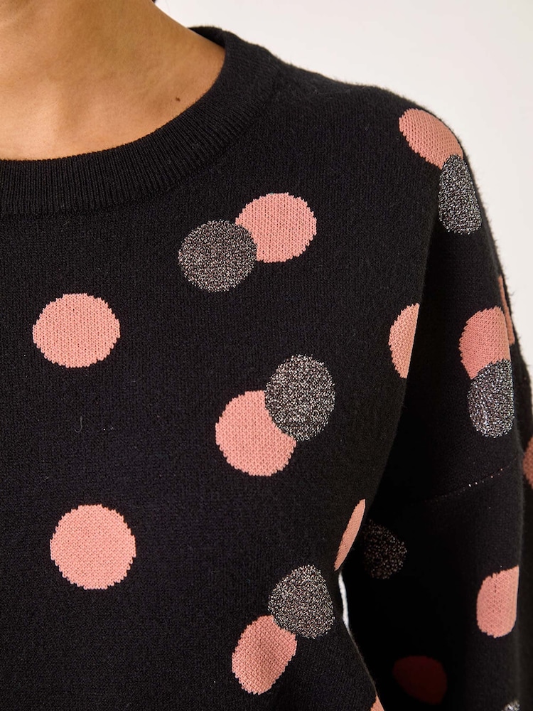 Roman Black Jaquard Spot Detail Knit Jumper - Image 5 of 5