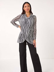 Roman Wavy Linear Print Cowl Neck Tunic - Image 2 of 5
