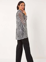 Roman Wavy Linear Print Cowl Neck Tunic - Image 3 of 5