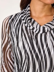 Roman Wavy Linear Print Cowl Neck Tunic - Image 5 of 5