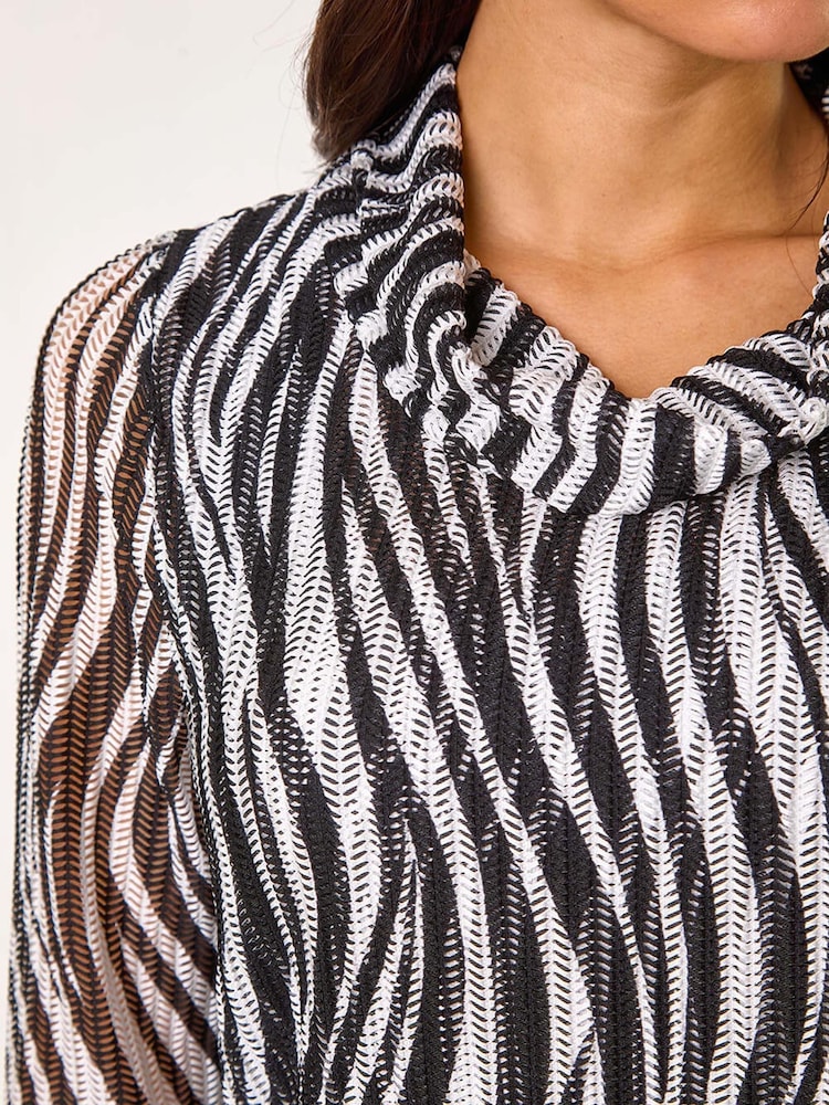 Roman Wavy Linear Print Cowl Neck Tunic - Image 5 of 5