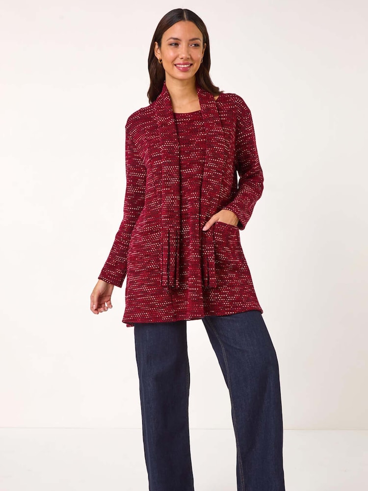 Roman Red Scarf Longline Stretch Tunic Top - Image 1 of 5