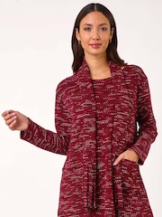 Roman Red Scarf Longline Stretch Tunic Top - Image 3 of 5