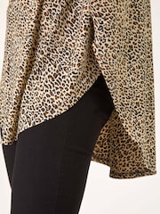Roman Natural Animal Print Stretch Tunic Top - Image 5 of 5