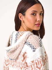 Roman White Jacquard Print Knit Hoodie - Image 4 of 5