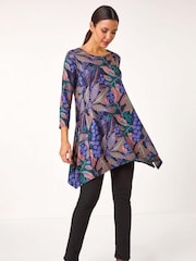 Roman Floral Leaf Print Stretch Tunic - Imagen 2 de 5