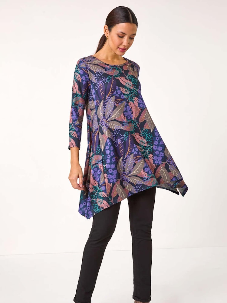 Roman Floral Leaf Print Stretch Tunic - Imagen 2 de 5 Roman Floral Leaf Print Stretch Tunic - Imagen 2 de 5