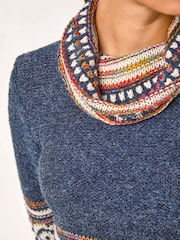 Roman Blue Abstract Print Roll Neck Knit Jumper - Image 5 of 5
