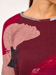 Roman Red Abstract Print Banded Hem Top - Image 5 of 5