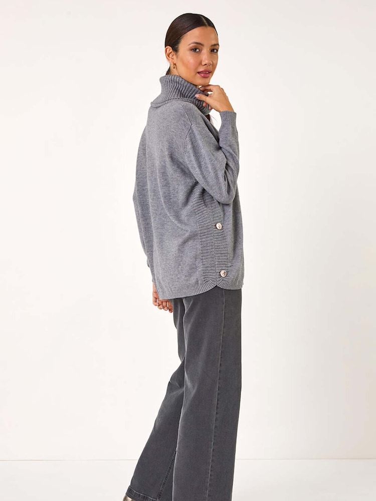 Roman Grey Cable Knit Tunic Jumper - Image 2 of 5