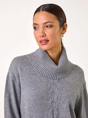 Roman Grey Cable Knit Tunic Jumper - Image 4 of 5