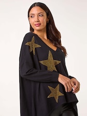 Roman Black Star Detail Hanky Hem Knit Jumper - Image 2 of 5