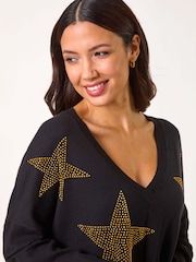 Roman Black Star Detail Hanky Hem Knit Jumper - Image 4 of 5