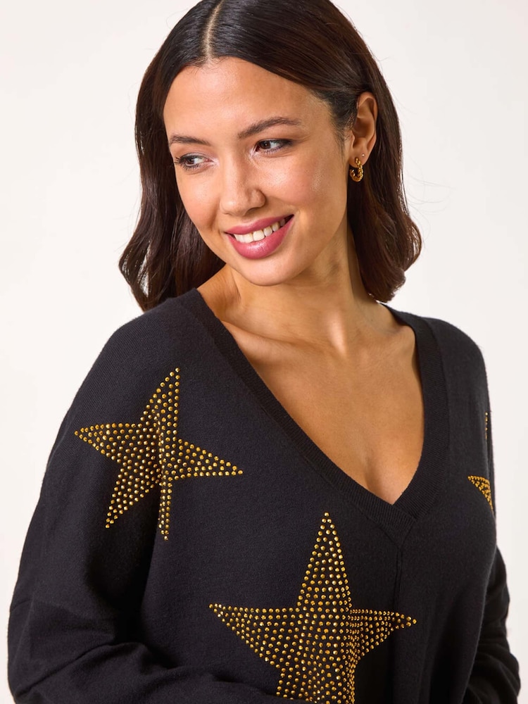 Roman Star Detail Ourlet mouchoir Pull en maille - Image 4 of 5