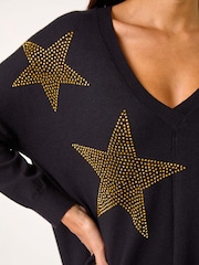 Roman Black Star Detail Hanky Hem Knit Jumper - Image 5 of 5