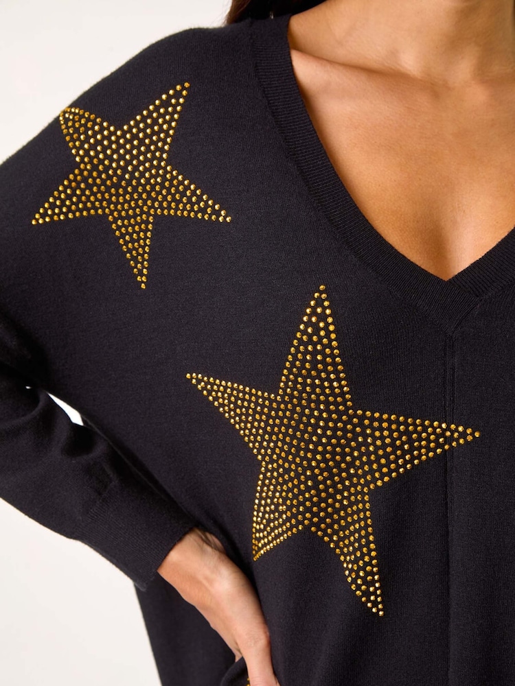 Roman Black Star Detail Hanky Hem Knit Jumper - Image 5 of 5
