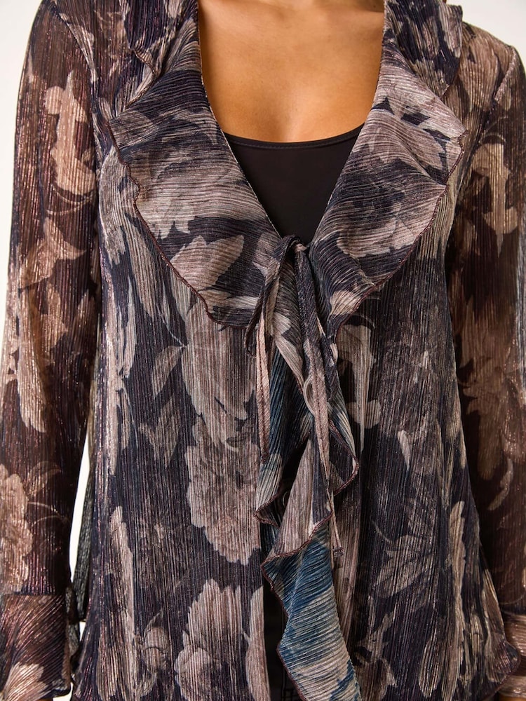 Roman Print Frill Front Plisse Top - Image 5 of 5