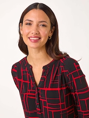 Roman Red Geo Print Cocoon Stretch Dress - Image 4 of 5
