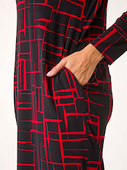 Roman Red Geo Print Cocoon Stretch Dress - Image 5 of 5
