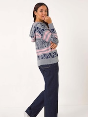 Roman Grey Jacquard Knit Hoodie - Image 3 of 5