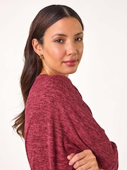 Roman Red Stretch Side Tie Ruched Top - Image 4 of 5