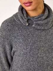 Roman Grey Ring Neck Detail Knitted Dress - Image 5 of 5