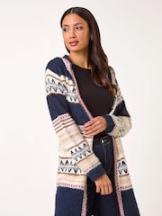 Roman Blue Nordic Stitch Pattern Knit Cardigan - Image 4 of 5