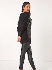 Roman Black Diamante Hotfix Sunray Top - Image 3 of 5