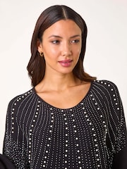Roman Black Diamante Hotfix Sunray Top - Image 4 of 5