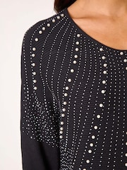 Roman Black Diamante Hotfix Sunray Top - Image 5 of 5