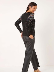 Roman Black Sprinkle Sequin Knit Jumper - Image 3 of 5