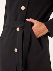 Roman Black Funnel Neck Buttoned Coat - Image 5 of 5