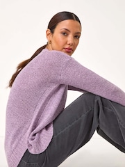 Roman Purple Hooded Knit Longline Cardigan - Image 1 of 5