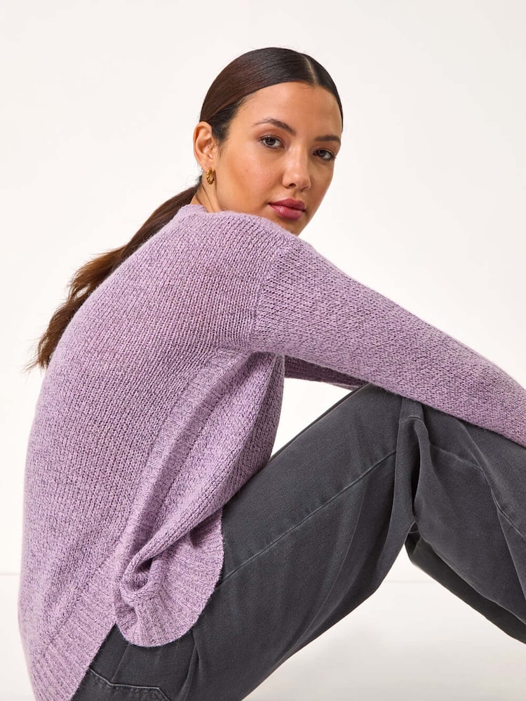 Roman Purple Hooded Knit Longline Cardigan - Image 1 of 5