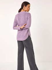 Roman Purple Hooded Knit Longline Cardigan - Image 3 of 5