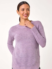 Roman Purple Hooded Knit Longline Cardigan - Image 4 of 5