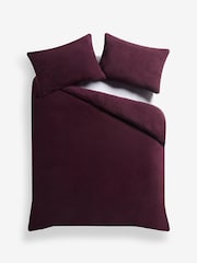 Purple Teddy Fleece Duvet Cover and Pillowcase Set - Image 1 of 1