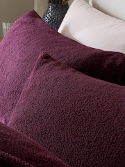 Purple Teddy Fleece Duvet Cover and Pillowcase Set - Image 3 of 4