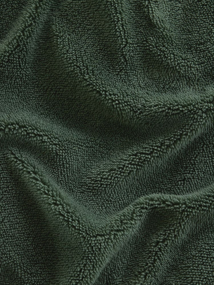 Dark Green Teddy Fleece Duvet Cover and Pillowcase Set - Image 5 of 5