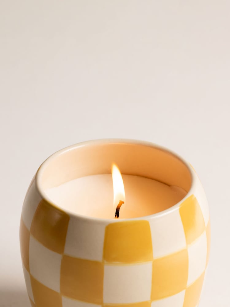 Paddywax Checkmate Golden  Checkered Porcelain Candle 311g - Image 2 of 3